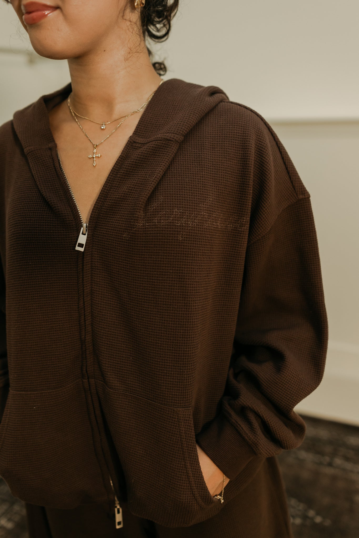WAFFLEHOUSE BOXY KNIT ZIPUP