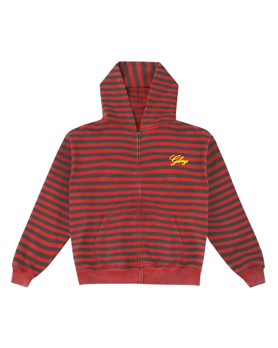 'BY HIS STRIPES' RED STRIPED ZIP UP