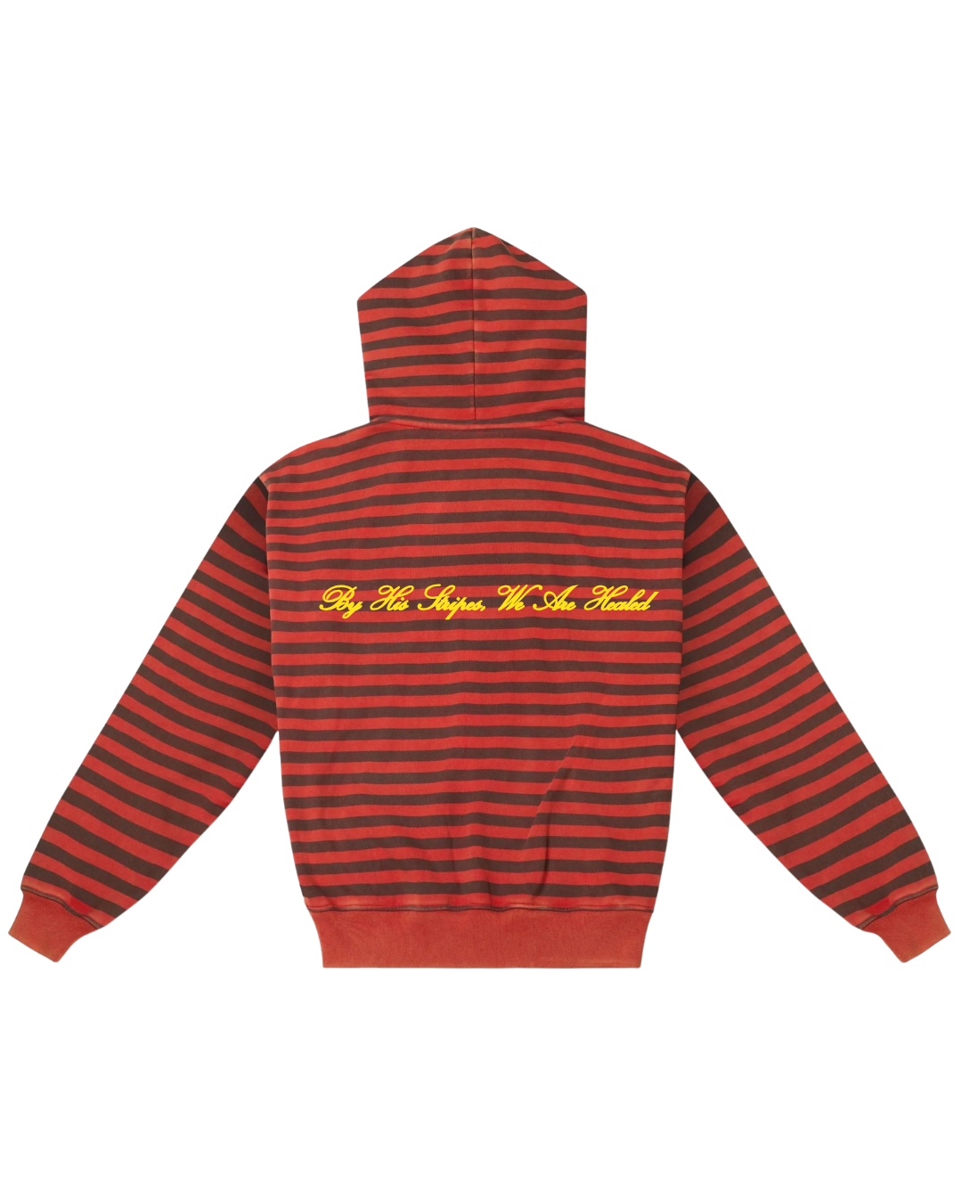 'BY HIS STRIPES' RED STRIPED ZIP UP