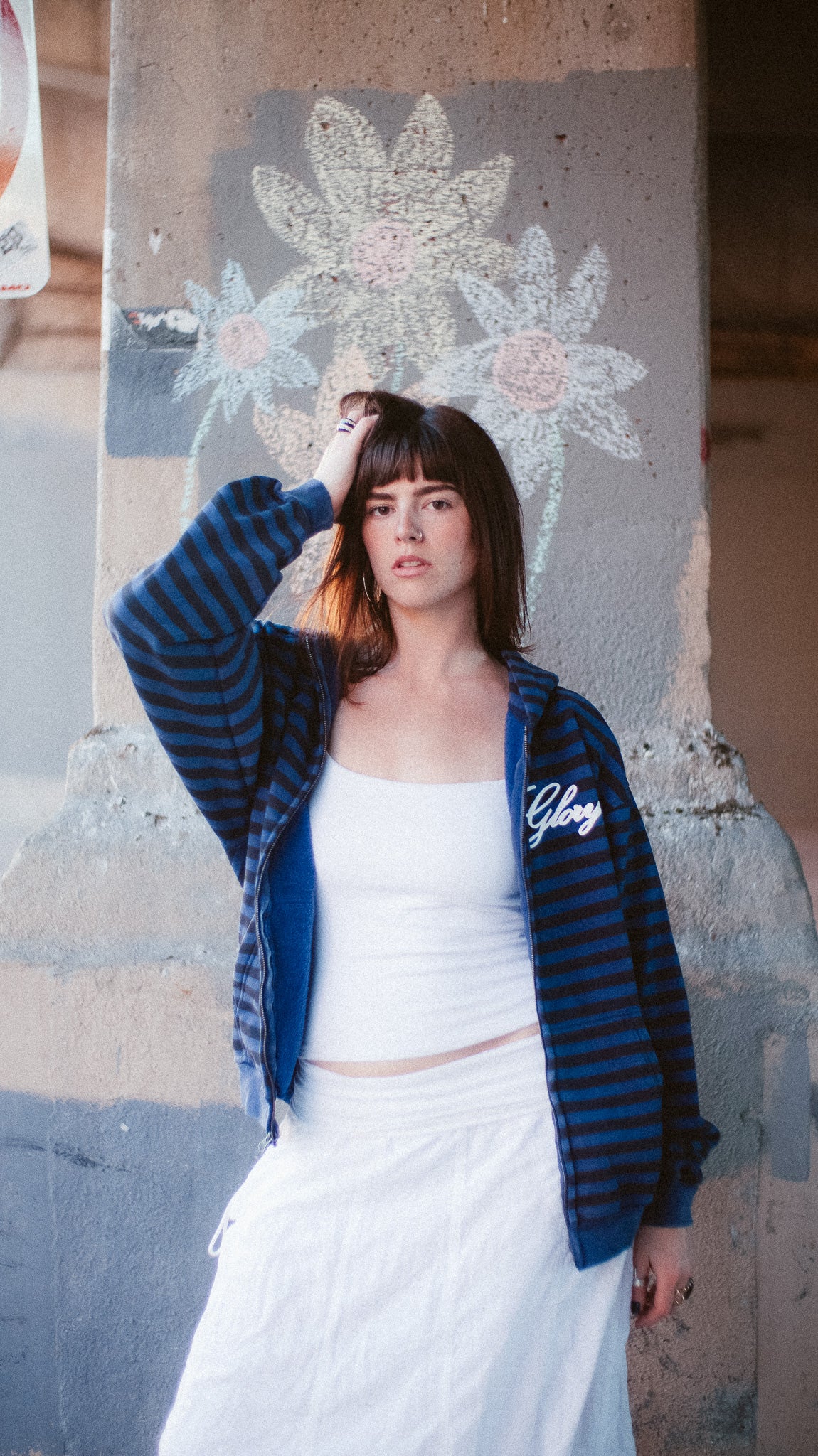 'BY HIS STRIPES' BLUE STRIPED ZIP UP