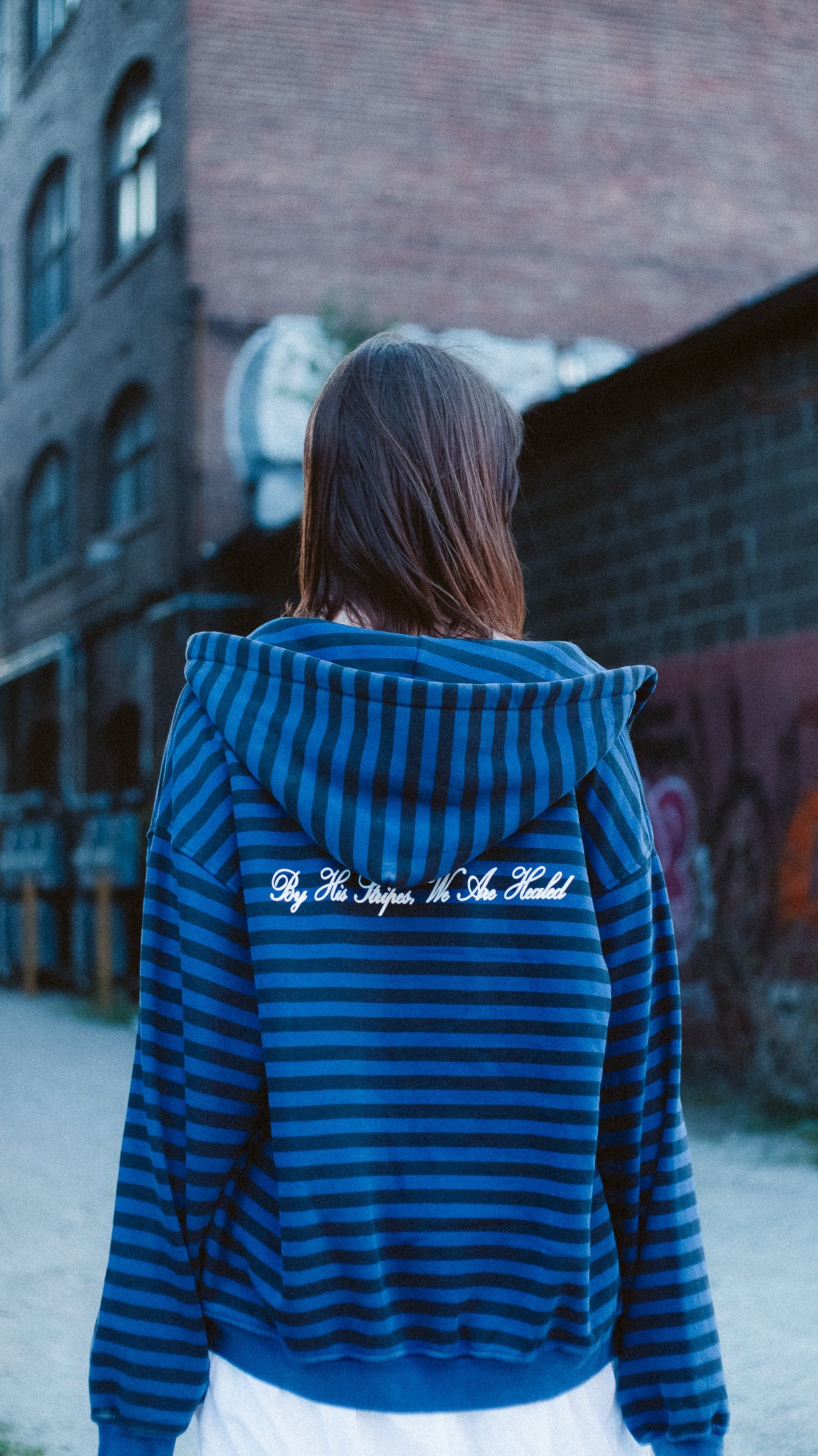 'BY HIS STRIPES' BLUE STRIPED ZIP UP