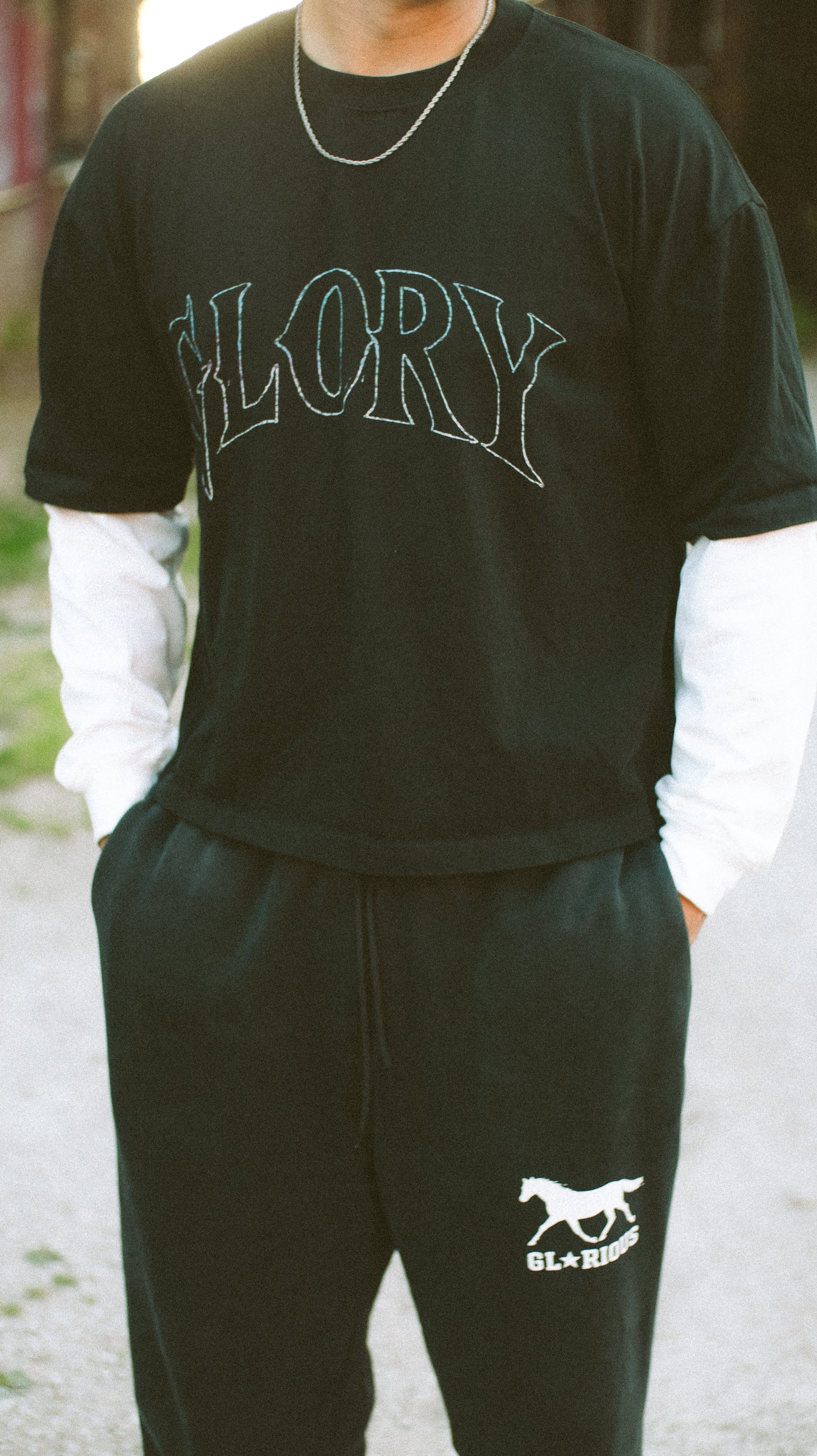 'GLORIOUS' VINTAGE BLACK SWEATS
