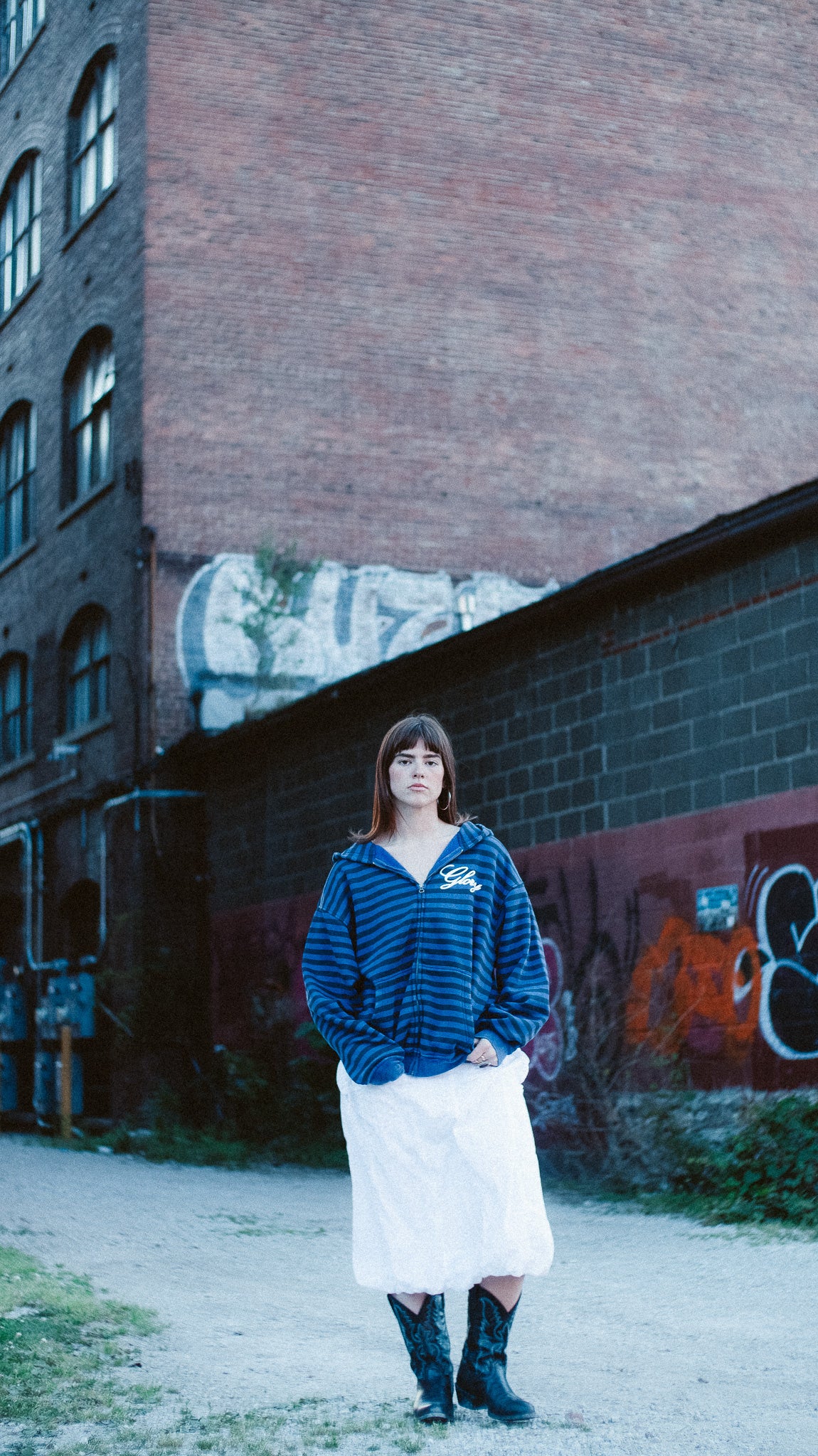 'BY HIS STRIPES' BLUE STRIPED ZIP UP